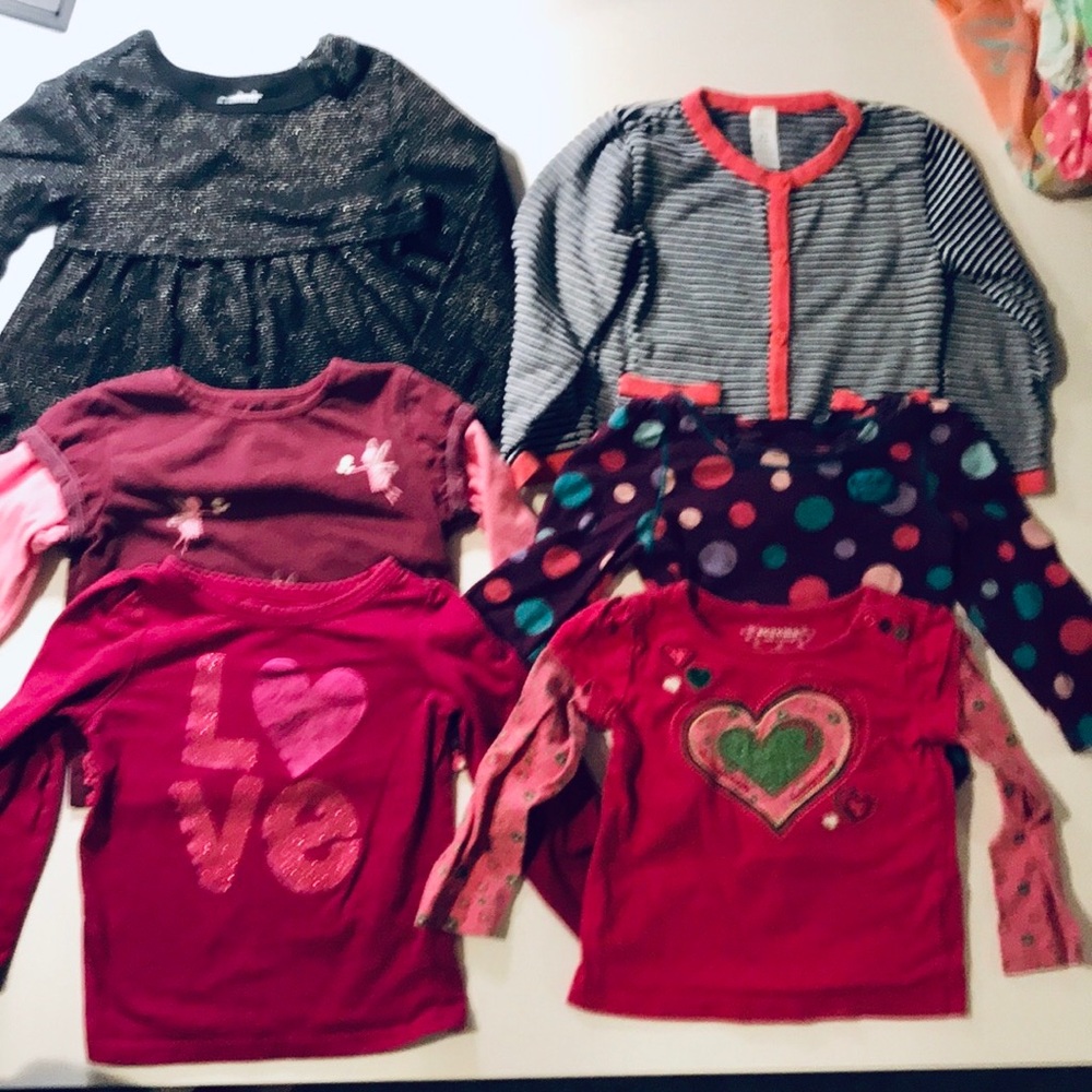 Bundle of 6 girls 2T long sleeved shirts